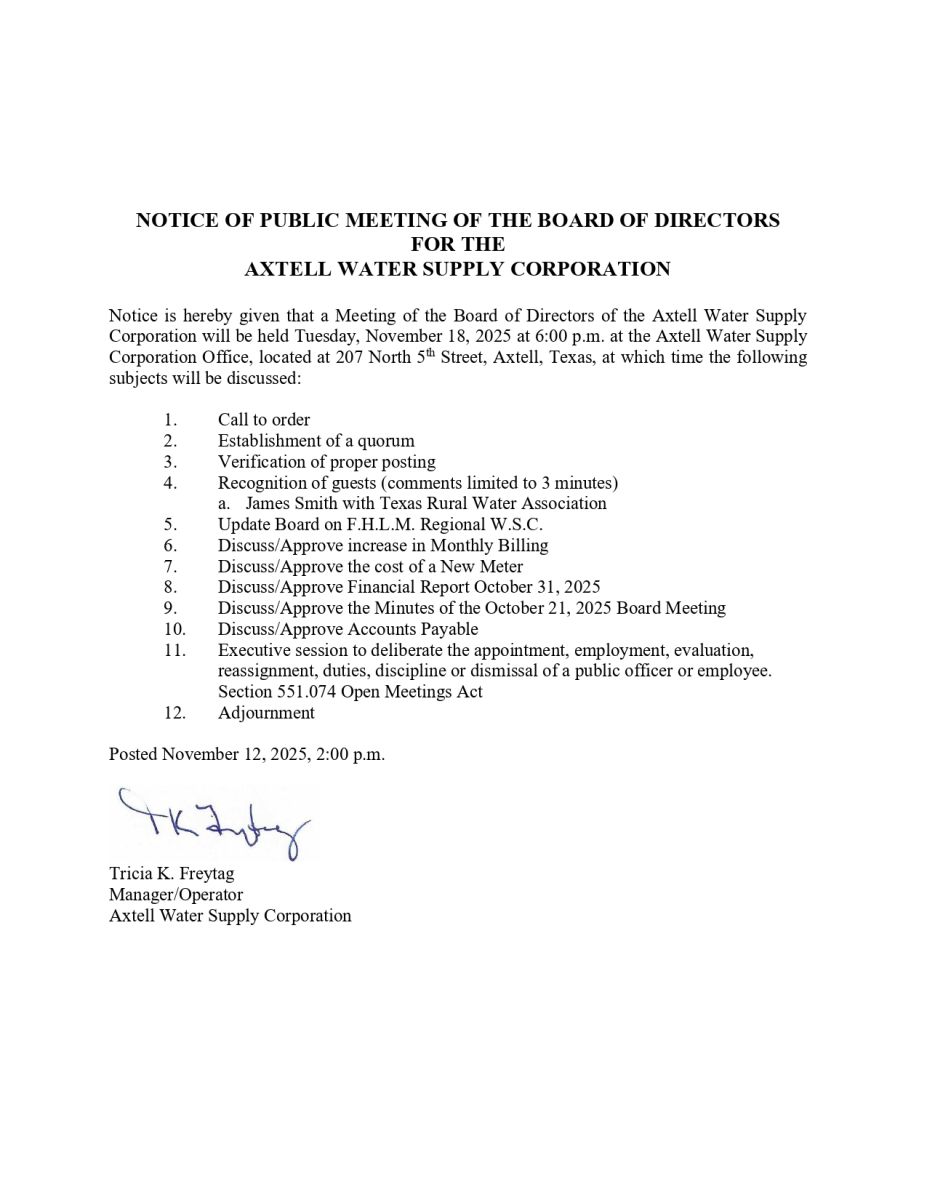 Nov 18 2025 Board Agenda